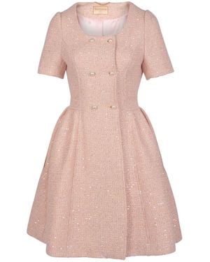 Santinni 'Golden Age' Wool Tweed Dress Coat - Pink