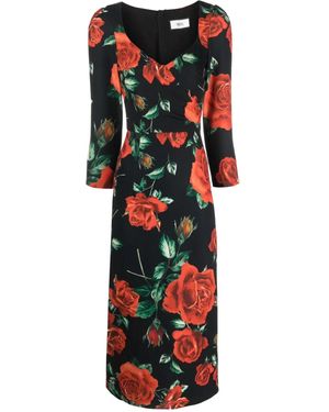 Nissa Midi Printed Dress - Black