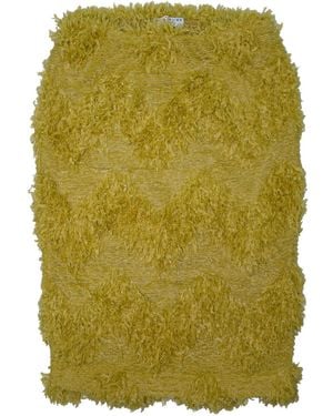 28Natelier Mustard Fur Skirt - Green