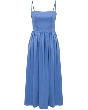 NAZLI CEREN Liette Satin Midi Dress - Blue
