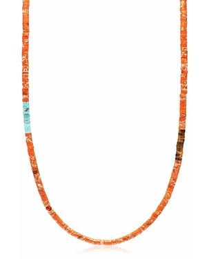 Nialaya Jasper Heishi Necklace - Orange