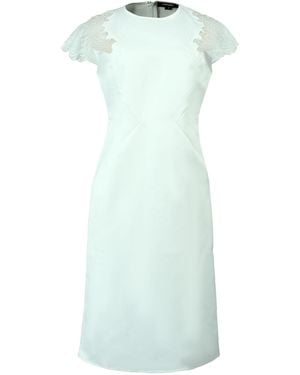 Smart and Joy Satin Shoulder Lace Inlay Dress - Green