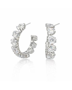 Maison De Gala Tone Crystal Hoop Earrings - Metallic