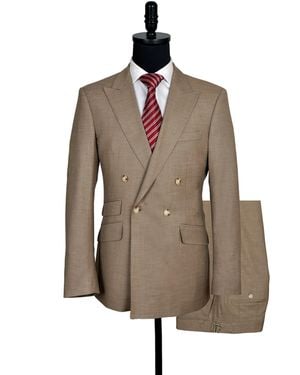DAVID WEJ Neutrals Aldo Double Breasted Suit - Brown