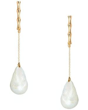 Adriana Pappas Designs Bamboo Drop Earrings - White