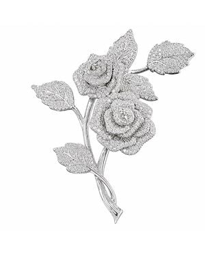 Chanel Joan Elkayam Crystal Roses Brooch - White