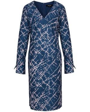 Smart and Joy Graphic Print High Waist Dress - Blue