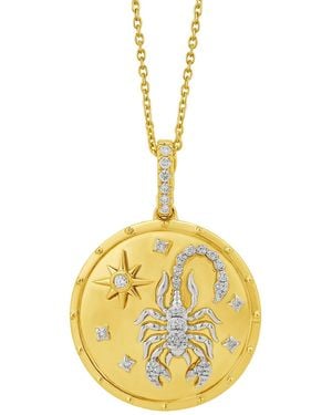 Artisan 14K Diamond Scorpio Zodiac Medallion Pendant Necklace - Metallic