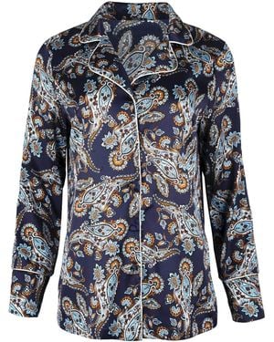 Oh!Zuza Silk Pyjama Shirt – Deep Paisley - Blue