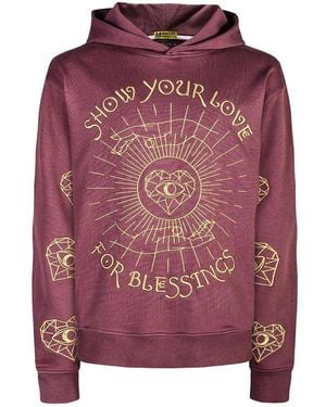 Miracles Manifester Show Your Love Affirmation Embroidered Hoodie - Purple