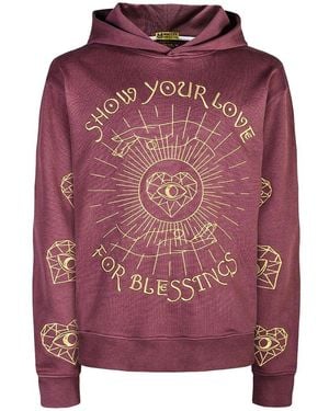 Miracles Manifester Show Your Love Affirmation Embroidered Hoodie - Purple