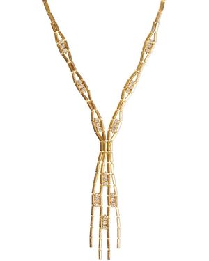 Caramel Vintage Jewellery Crystal Bar Lariat Necklace - Metallic