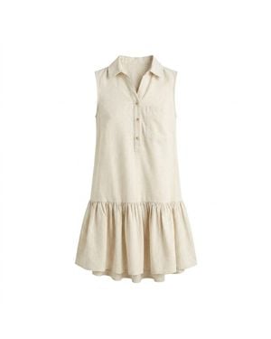 Modenaire Neutrals Collared Drop Waist Dress Refined Silhouette - Natural