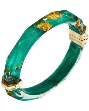 Gold & Honey 24K Leaf Lucite Bangle - Green