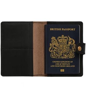 VIDA VIDA Luxury Leather Passport Travel Holder - Black