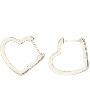 Kris Nations Open Heart Hinged Huggie Hoop Earrings - Metallic
