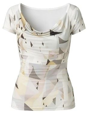 Conquista Print Drape Neck Top - White