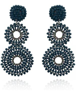 Michael Nash Jewelry Lizzie Glass Clip On Boho Drop Earrings - Blue