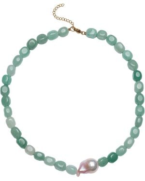 Lavani Jewels Aquamarine And Pearl Necklace Nereida - Metallic