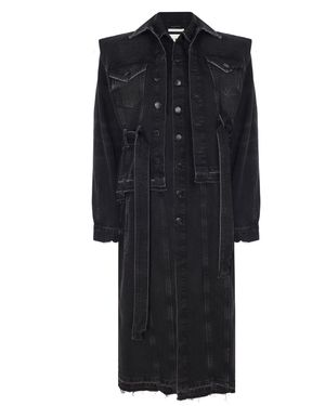 In.k Ii Double Layered Knee-Length Denim Jacket - Black