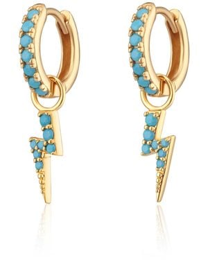 Scream Pretty Lightning Bolt Charm Hoop Earrings - Metallic