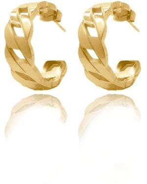 VIEA Kalani Cuban Chain Statement Hoop Earrings - Metallic