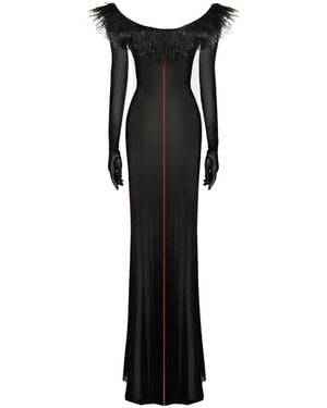 Sanctumum Fortuna Gloved Mesh Maxi Dress - Black