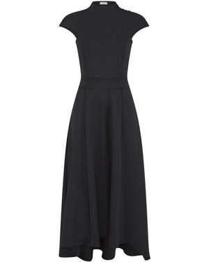 Celestine & Mae High Neck Waterfall Midi Dress - Black