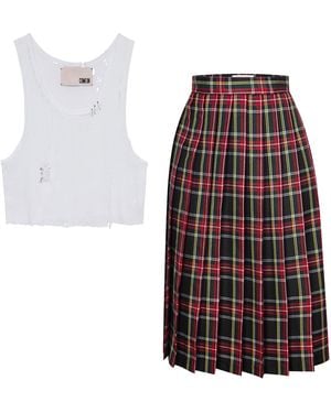 Come on Christine Tartan Skirt With Hell Organic Tshirt Outfit - White