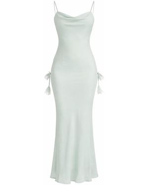 Icon Leva Lyra Chiffon Open Back Dress With Petal Cascade - White