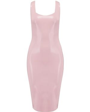 Elissa Poppy Latex Midi Dress - Pink