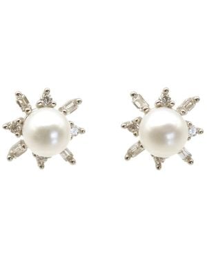 VicStoneNYC Fine Jewelry Pearl Stud Earrings - Metallic