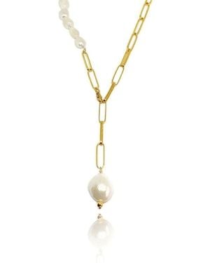 LINYA JEWELLERY Bety Chain Pearl Necklace - Metallic