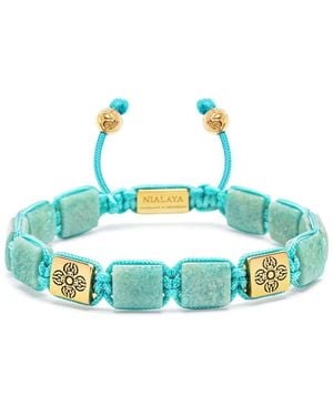 Nialaya Amazonite Dorje Flatbead Bracelet - Blue