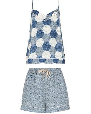 Lily and Lionel Camilla Aster Patchwork Cami & Short Pyjama Set - Blue