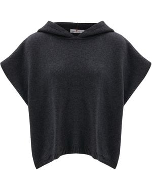 Peraluna Hope Hooded Sleeveless Poncho - Black