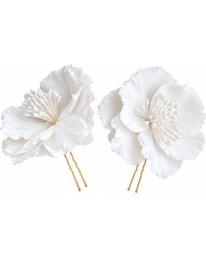 Yeva Sebastia Crepe Flower Bridal Hair Pin - Metallic