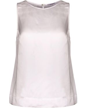 Oh!Zuza Echo – Cream Satin Viscose Top With Side Slits - Pink