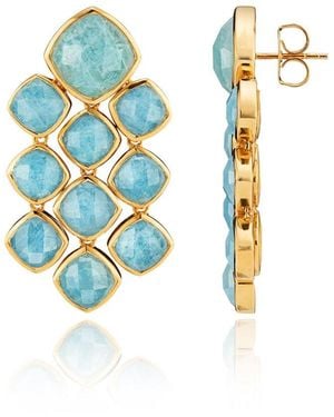 Lulu B London Aquamarine Chandelier Gemstone Earrings - Blue