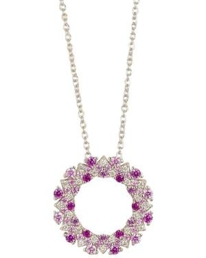 Juvetti Starry Sapphire & Diamond Eternity Circle Pendant Necklace - Pink