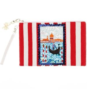 Laines London Venetian Summer Voyage Hand Beaded Clutch - Red