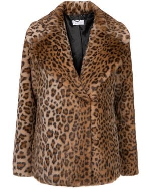 ISSY LONDON Neutrals Lena Leopard Faux Fur Jacket - Brown