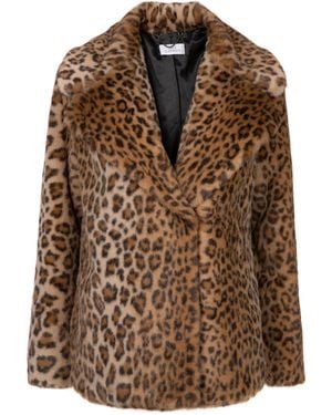 ISSY LONDON Neutrals Lena Leopard Faux Fur Jacket - Brown