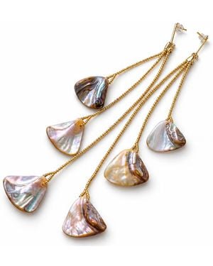 Adha Zelma Neutrals Sequoia Break Abalone Shell Statement Earrings - Metallic