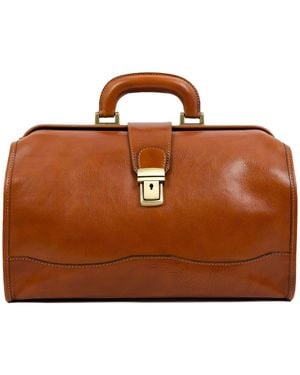 Time Resistance Small Leather Doctor Bag For - Brown