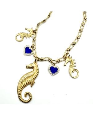 Achala Handcrafted Seahorse Charm Necklace - Metallic