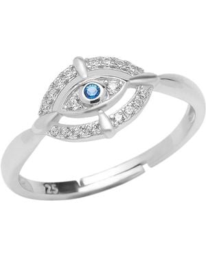 Spero London Ancient Evil Eye Sterling Ring - White