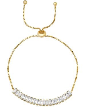 Kylie Harper Petite Baguette-Cut Diamond Cz Adjustable Bracelet - Metallic