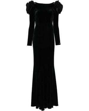 Nissa Backless Velvet Maxi Dress - Black