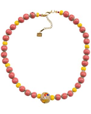 Sunset Magic Studio African Ceramic Necklace - Red